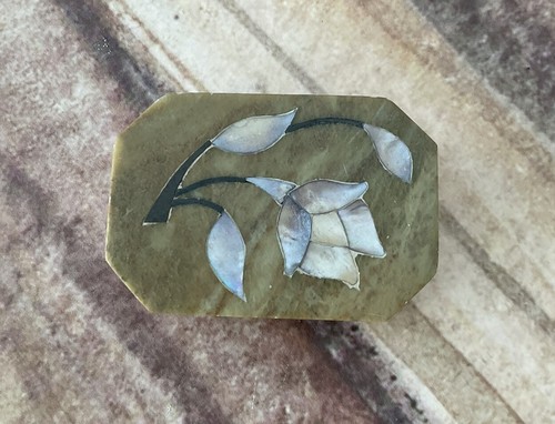 Oblong carved stone trinket - stone,