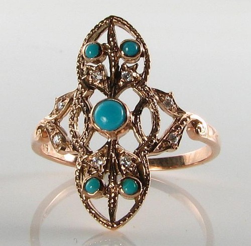 9ct rose gold turquoise - rose,