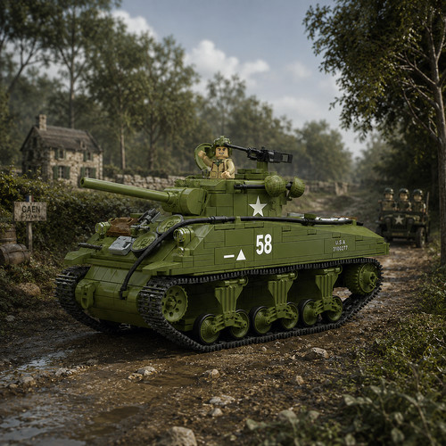 Moc m4a3 sherman 105mm - sherman,