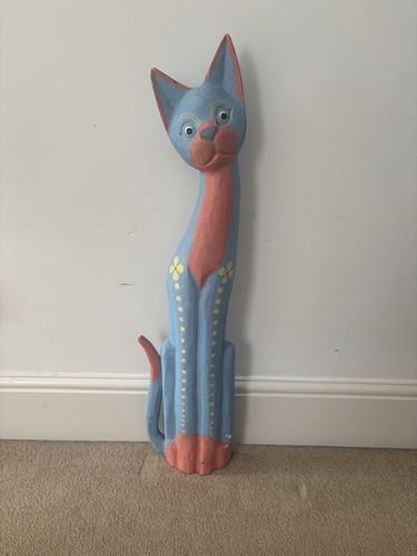 Wooden cat figure - figure, carved