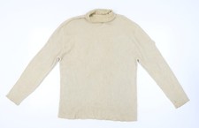Armando Men’s Beige Roll Neck Cotton Jumper L Regular Fit