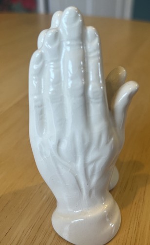Cream ceramic praying - cream,