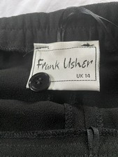 Frank Usher Straight Leg Black Evening Trousers With Elasticated Waist Size 14