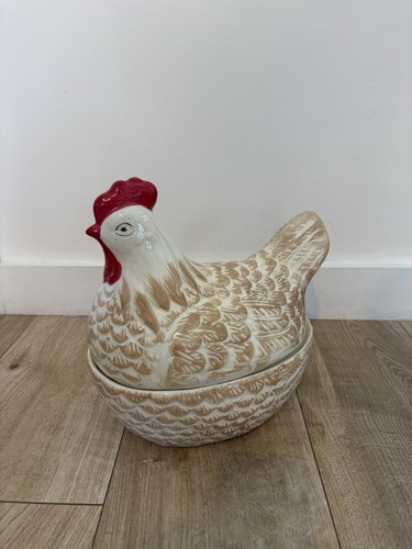 Ceramic large hen egg basket - large,