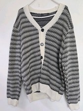 Primark Sweater Mens M Cardigan Grandpa Herringbone Geometric Preppy Academia