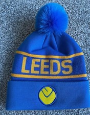 Leeds United Bobble Hat  - Blue Smiley