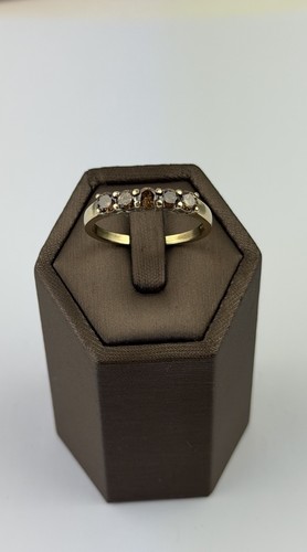 Brown diamond 9ct gold ring - brown,
