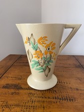 Vintage 1940s Portsea Brentleigh Ware Deco Jug/Vase With Floral Decoration 