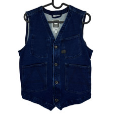 G-Star Gilet Women's Medium Blue Vest Stretch Pockets Waistcoat A Crotch Sweat