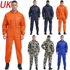 UK Mens Coverall Costume Hooded Front Half Zipper Jumpsuit Routine Overall Flame