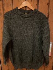 Vintage Bracken Country Wear 100% Pure New Wool Chunky Knit Green Jumper Size M