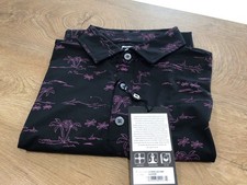 FootJoy Tropic Golf Print Polo Shirt Black / Orchid (Medium Men’s)