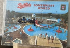 BUTLINS SOMERWEST WORLD POSTCARD USED 1987 OF X3 SWIMMING POOLS CAMPERS ETC WAF