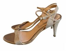 Next Gold Glitter Strappy Heels Buckled Shoes UK 7