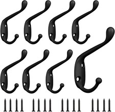 Coat Hooks Black **Pack 8**