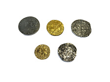 Set Of 5 Tudor Reproduction Silver And Gold Coloured Coins Superb Quality