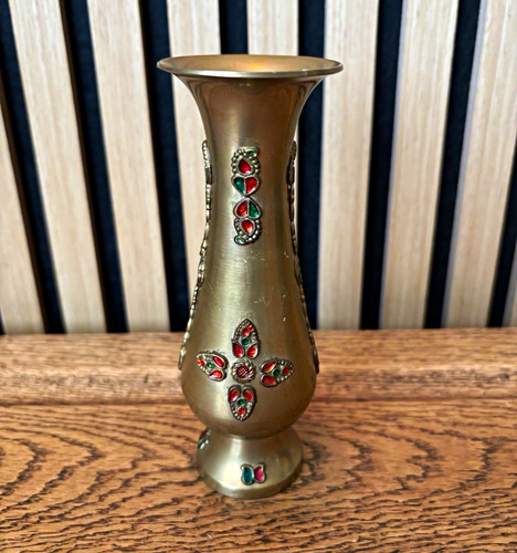 Vintage brass vase with - vintage,