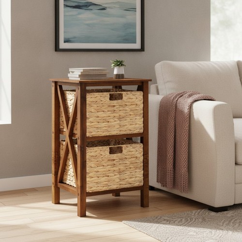 Walnut bedside table with - bedside,