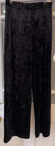 Zara black crushed velvet wide - black,