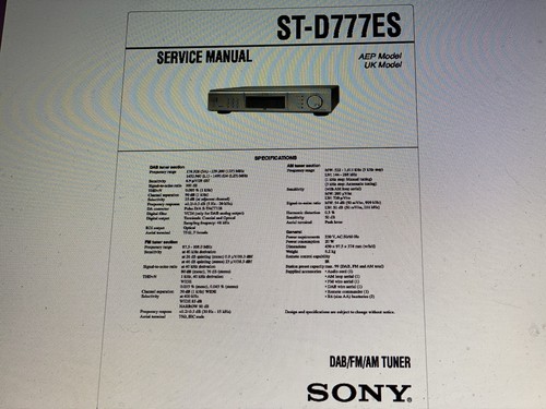 Sony d777es service - , manual