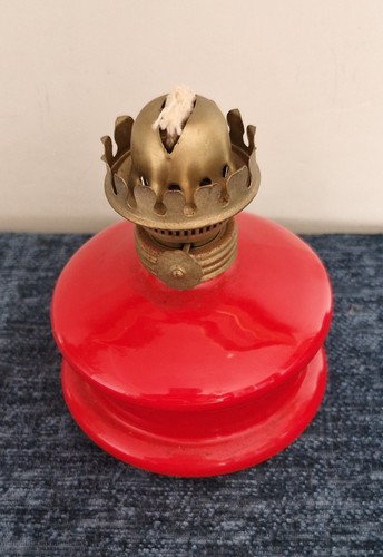 Red thick glass oil - glass, brass
