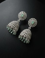 Luxury Silver Tone CZ Emerald