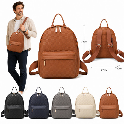 Synthetic leather backpack bag - synthetic,