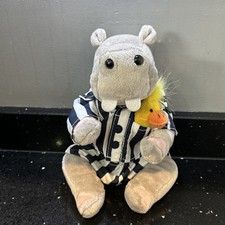 SILENT NIGHT Hippo Plush Soft Toy In PJ's With Pet Duck 70 Year Special Rare