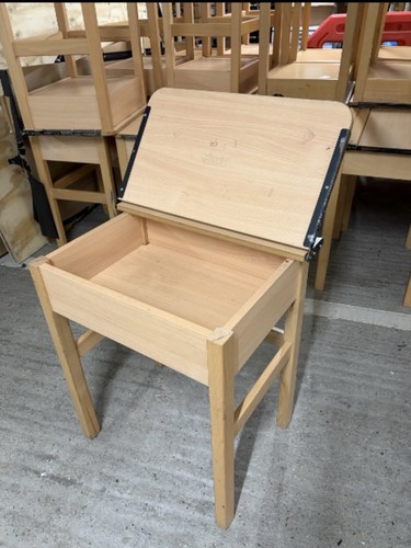 Vintage wooden school desk - school,
