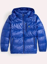 Polo Ralph Lauren Kids Age 10-12 Water Repellent Glossed Down Blue Puffer Coat