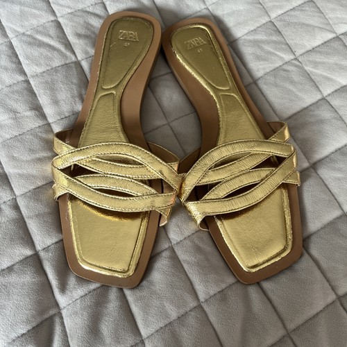 Woman zara gold sliders - woman’s,