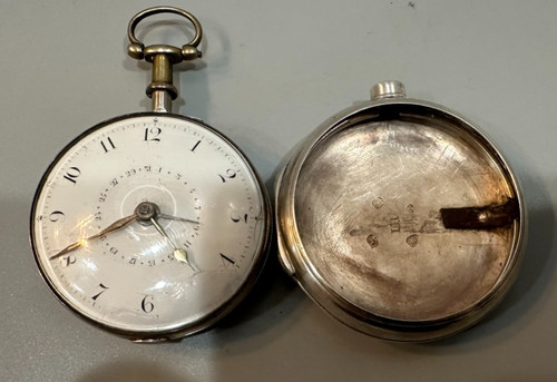 Antique fusee silver pair case - silver,