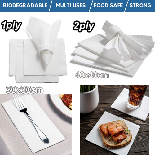 White paper napkins 30cm - white,