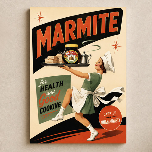 Marmite retro vintage poster - marmite,