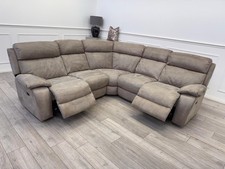 Furniture Village Moreno Power Reclining Corner Sofa In Beige Fabric
