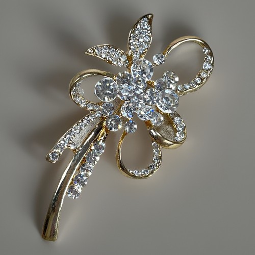 Elegant gold tone - gold, rhinestone