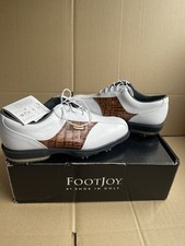 FootJoy DryJoys Tour Golf 53570 Shoes White Saddle Croc Brown FJ Mens Size 7.5