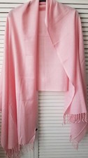 Tie Rack Pink 100% Wool Fringed Scarf Shawl Wrap Throw Large 74 x 200cm NEW