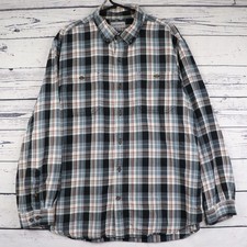 Carhartt Flannel Shirt Mens XL Plaid Button Up Utility Work Wear Blue