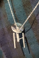 Star Trek Enterprise Silver Necklace Space Star Ship Sci Fi Retro Car Mobile USA