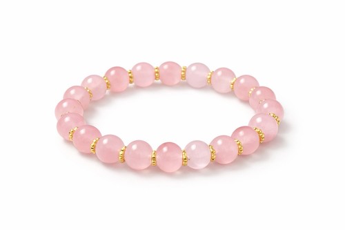 Rose quartz bracelet gold - quartz,