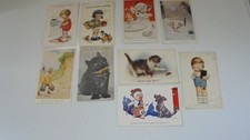 9 VINTAGE COMEDY POSTCARDS,4 POSTED.