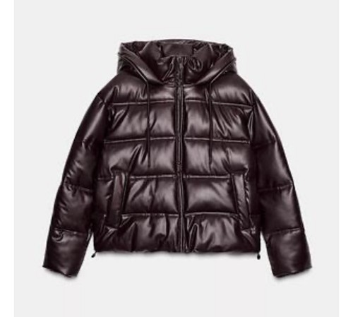 New zara faux leather hooded - faux,