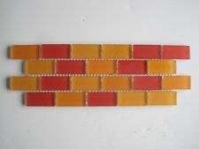22 Pcs 47 x 22 x 6mm Frosted Red / Orange Mix Glass Mosaic tiles on mesh