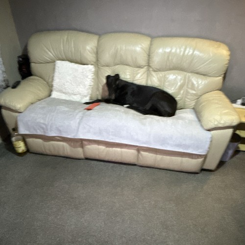 Seater beige leather piece - seater,