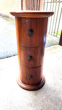 Country Style 3 Drawer Drum Chest Bedside Table Solid Wood