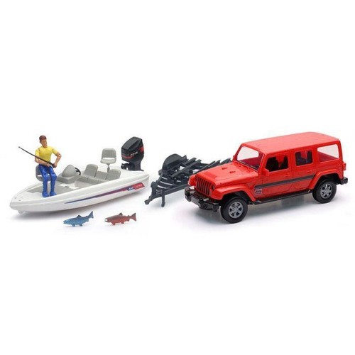 Jeep with trailer and fishing - with,