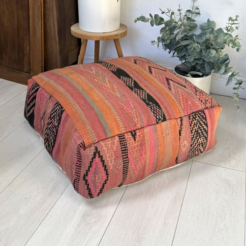 Handmade kilim pouf square - kilim,
