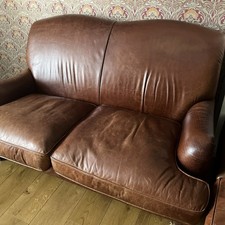 Laura Ashley Brown Leather Richmond Sofa 