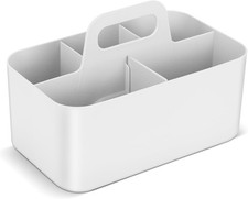 Storage Caddy Organiser, 5-Section Portable Cleaning Caddy with Handle, (White)